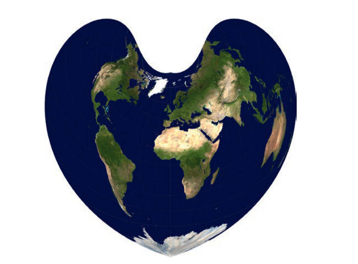 Eine Erde in Form eines Herzes