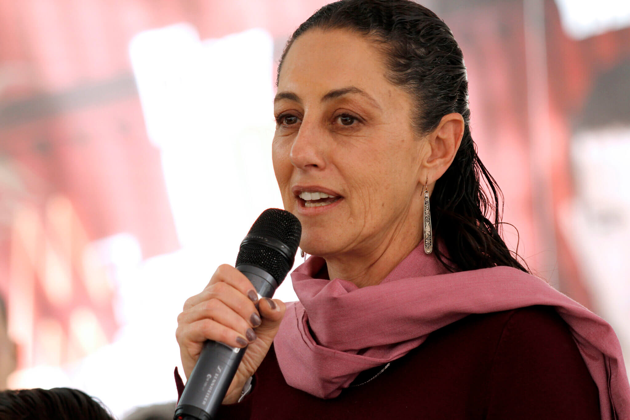 Claudia Sheinbaum bei einer Rede als Bürgermeisterin von Mexiko Stadt