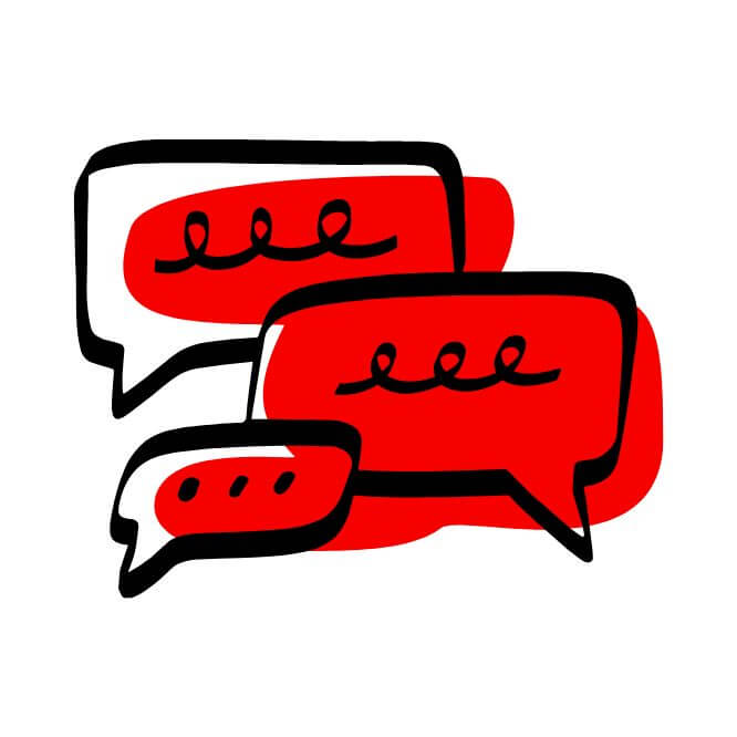 Icon Südwind-Magazin-Talk: Illustration von Sprechblasen.
