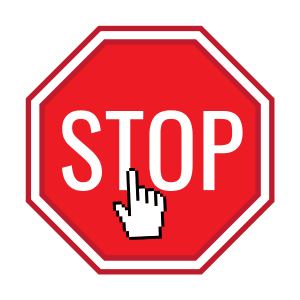Ein Stoppschild mit einer Cursorhand in der Mitte © Nayan Kumar und Oleska via Canva.com